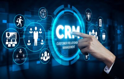 CRM Customer Relationship Management for business sales marketing system concept presented in futuristic graphic interface of service application to support CRM database analysis.